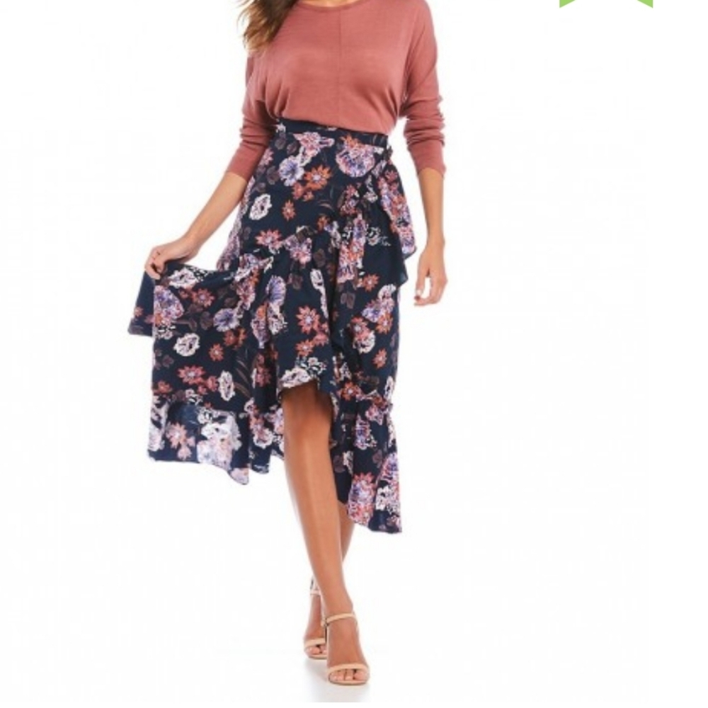 Gianni Bini Rosalina Asymmetrical Floral Skirt